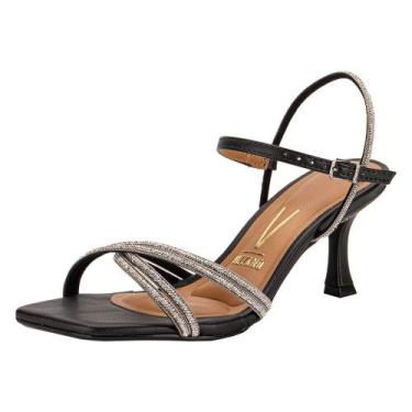 Imagem de Sandália feminina salto taça vizzano 6536105, Preto, Prata, 36