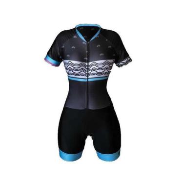 Imagem de Macaquinho ciclismo feminino Be Fast Bikes forro em gel, Preto, P
