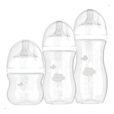 Imagem de Kit 3 Mamadeira Buba Tam 1,2 e 3 Easy Flow 120ML, 270ML e 330ML Nuvem 