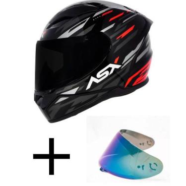 Imagem de Capacete ASX City Arrow Preto e Vermelho Mais Viseira Camaleão, Vermel