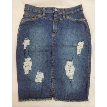 Imagem de Saia secretária jeans feminino adulto - Copen, 44