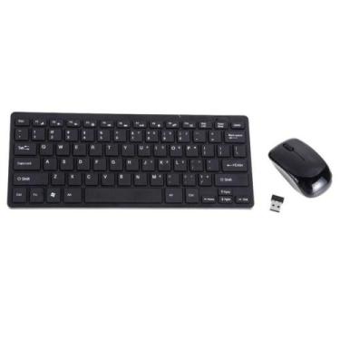 Imagem de Kit Teclado e Mouse Wireless sem Fio Teclas Slim Preto - EXBOM