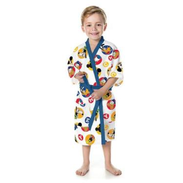 Imagem de Roupão Felpudo Infantil Quimono Estampado Mickey M com 1 Peça - Lepper