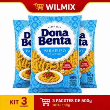 Imagem de Kit 3x Macarrão Parafuso Dona Benta com Ovos 500g - Qualidade para sua