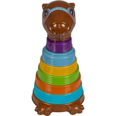 Imagem de Brinquedo Educativo Kapi Roi Capivara com 6 Anéis Coloridos Marrom Kendy Brinquedos