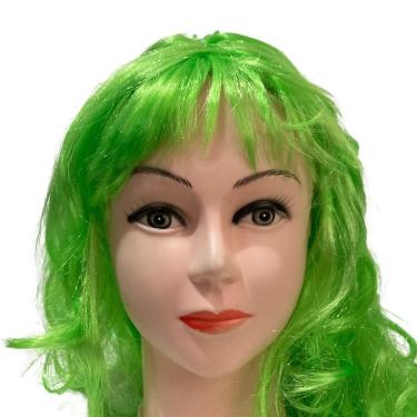 Imagem de Peruca Longa Encaracolada de Poliéster para Cosplay 55CM Verde Extra Festas