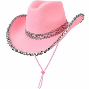 Imagem de Chapéu Country Branco Feminino de Luxo com Lantejoulas - Fantasias Car