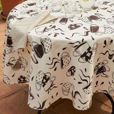 Imagem de Toalha de Mesa REDONDA 1,40m Estampada Oxford - FOX ENXOVAIS, Café