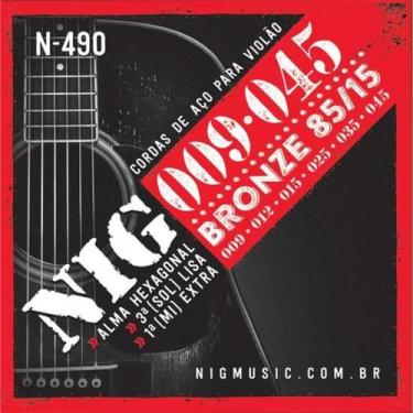 Imagem de Encordoamento Para Violão Aço .009 N490 Bronze NIG
