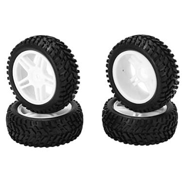 Imagem de Pneu de borracha RC, revestimento de esponja resistente ao desgaste RC Rally Tires Proteção forte para Wltoys 144001 1/14 RC Off Road Car(Branco)