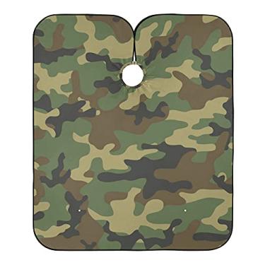 Imagem de Capa de corte de cabelo camuflado verde com alças ajustáveis no pescoço – Capas de salão de barbeiro para cabeleireiro, capa impermeável e lavável para adultos 139,7 x 165 cm