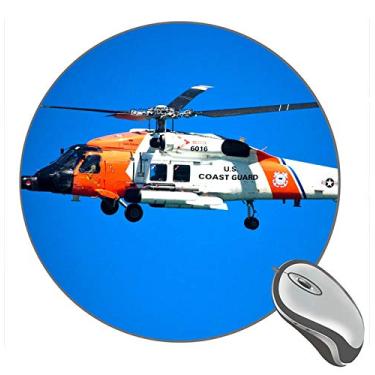 Imagem de Mouse pad redondo de helicóptero Coast Guard, mouse pads personalizados para jogos