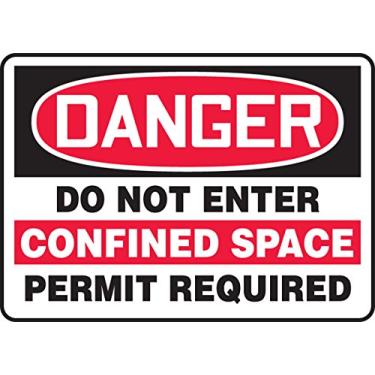 Imagem de Accuform Placa de segurança plástica Signs MCSP132VP, legenda: "Danger DO NOT Enter CONFINED Space Permit Required", 17,8 cm de comprimento x 25,4 cm de largura x 0,1 cm de espessura, vermelho/preto