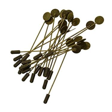 Imagem de LoveinDIY 20 conjuntos de metal lapela bastão pino broche base DIY cola no colarinho terno lapela pino para flor boutonniere varão pino - bronze