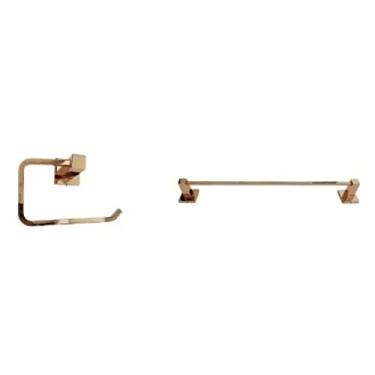 Imagem de 1 Porta Toalha 30cm. E 1 Porta Papel Higi Quadrado Rose Gold