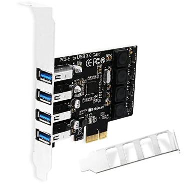 Imagem de FebSmart Cartão de expansão PCIE 4 portas Superspeed 5Gbps USB 3.0 para Windows 11, 10, 8.x, 7, Vista, XP Desktop PCs, tecnologia FebSmart integrada, sem necessidade de fonte de alimentação adicional (FS-U4L-Pro)