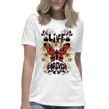 Imagem de Camiseta Feminina Life Inc Foreve Borboleta Blusa Camisa - Mago Das Ca