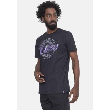 Imagem de Camiseta Nba Metal Team Los Angeles Lakers Preta Mescla