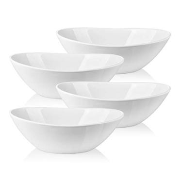 Imagem de LIFVER Tigelas de servir de 23 cm para decoração de casamento, pratos de porcelana de 1020 g para entretenimento, conjunto de tigelas grandes para sopa, salada, acompanhamentos, macarrão, bom tamanho
