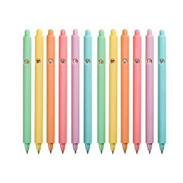 Imagem de SIPLIV 12 peças de canetas esferográficas com tinta multicolorida, conjunto de canetas esferográficas de desenho animado criativo decoração de festa material escolar - cor Morandi