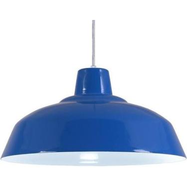 Imagem de Pendente Retrô 34cm Luminária Lustre Alumínio E27 Azul - L & L Ilumina