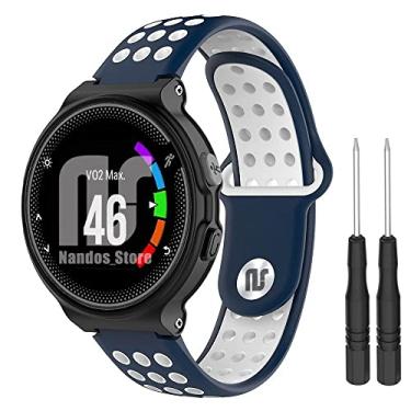 Imagem de Pulseira para Smartwatch Garmin Forerunner modelos 230 235 220 620 630 735 735XT - Nandos-Store (com chave para troca) (Azul com branco NK)