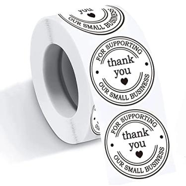 Imagem de Adesivos redondos de agradecimento de 3,81 cm - Adesivos de agradecimento impressos para apoiar os meus pequenos negócios com corações - 500 etiquetas de agradecimento por rolo, Branco, 1.5 Inch