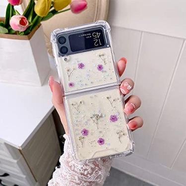 Imagem de Capa de telefone flor para Samsung Galaxy Z Flip 4 3 Capa dobrável transparente para Galaxy Z Flip 3 4 Flip3 ZFlip4 Flip4 5G Capa, 05, para Galaxy Z Flip 4