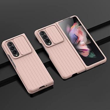 Imagem de Para Samsung Z Fold 3 case Simples Slide Folding phone case para Samsung Galaxy Z Fold3 ZFold3 W22 Shockproof Hard PC Back Cover, Pink, for Samsung Z Fold 3