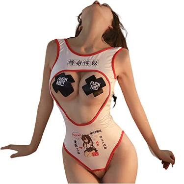 Imagem de SINROYEE Ladies Sexy Cosplay Lingerie Japanese Anime Bikini Lolita Kawaii Bra and Panty Set For womens (Red+White # 3)