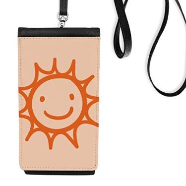 Imagem de Bolsa carteira para celular com pintura à mão laranja Sun Smile bolso preto