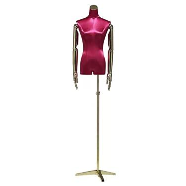 Imagem de Female Mannequin Torso Torso de manequim de busto feminino em forma de vestido, bustos de forma de vestido de meio comprimento com braços, modelo manequim para exibição realista de roupas (Color : Re