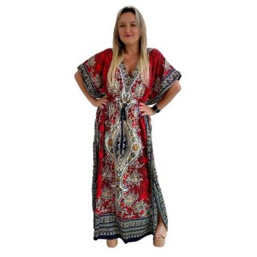 Imagem de Vestido Kaftan Indiano Longo Estampado Plus Size - Cod. 1500 - Aleci F