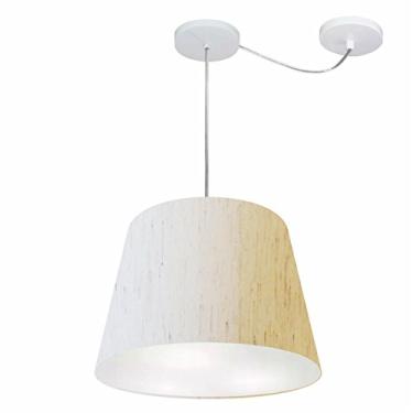 Imagem de Lustre Pendente com Desvio de Centro Cúpula Tecido 30/30x40 cm, Vivare Iluminação, Pendente4276 LLA, Linho Bege, Médio