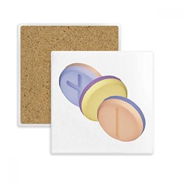 Imagem de Produtos de cuidados com a saúde, padrão de comprimidos, ilustração, quadrado, porta-copos, caneca, suporte de subplaca, pedra isolante