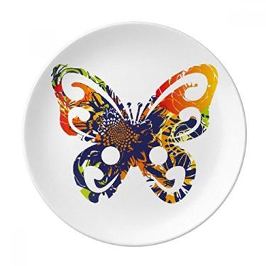 Imagem de Borboletas com padrão floral placa de grafite de porcelana decorativa salver louça de jantar