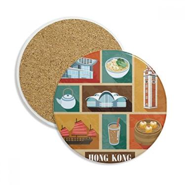 Imagem de Caneca de porta-copos local Hong Kong Food And Place com proteção de mesa, pedra absorvente