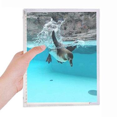 Imagem de Caderno com imagem da natureza do pinguim da Antártica do oceano, diário de folhas soltas recarregável