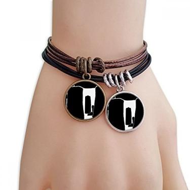 Imagem de DIYthinker Pulseira de couro duplo Wiltshire Britain Stonehenge Reino Unido Wiltshire conjunto de presente para casal