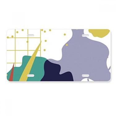 Imagem de DIYthinker Placa de licença com padrão de arte abstrata de treliça para decoração de aço inoxidável para automóvel