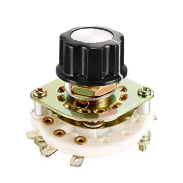 Imagem de uxcell 1P8T 1 Pole 8 Throw 1 Deck Band Channel seletor de interruptor rotativo com puxador de plástico