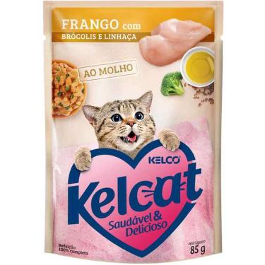 Imagem de Ração Úmida Kelcat Sachê Frango, Brócolis e Linhaça - 85 g