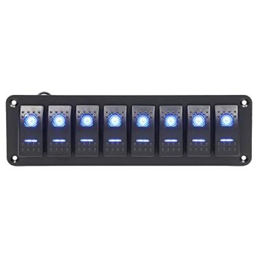Imagem de Uxsiya Painel de interruptor de 8 entradas, painel de interruptor Smart IC retroiluminado liga/desliga, resistente ao calor, pré-cabeado, multifuncional para farol de neblina luz lateral (azul)