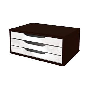 Imagem de Souza e Cia, Suporte de Monitor 3 Gavetas, Mdf Tabaco C/Gaveta Branca (Ref: 3345)