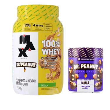 Imagem de Whey Protein 100% Dr Peanut Pote 900G Max Titanium + Pasta De Amendoim
