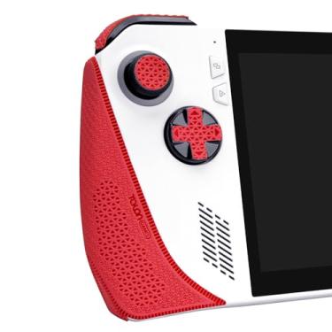 Imagem de TALONGAMES Punhos de controle compatíveis com ROG Ally Kit de pele texturizada antiderrapante absorvente de suor para controles ROG Ally Botões de manípulo gatilhos D-pad (versão Ultra - Vermelho)