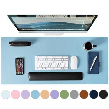 Imagem de Protetor de mesa de couro, tapete de mouse, tapete de computador antiderrapante para mesa, tapete de mesa de escritório de couro PU para casa e escritório, à prova d'água para laptop para teclado e