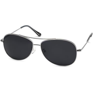 Imagem de IOHLNG Óculos de sol aviador para mulheres e homens, óculos de sol de piloto polarizados, óculos de sol militares, vintage, clássicos, de metal, Armação de bronze + lente preta escura Cat.4 (para