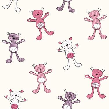 Imagem de Papel de Parede Fofura Baby Ursinhos Rosa e Roxo FF4052