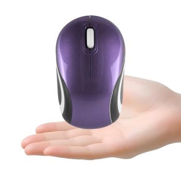 Imagem de elec Space Mini mouse sem fio pequeno para crianças de 3 a 7 anos de idade, tamanho infantil, óptico, portátil, mini mouse sem fio com receptor USB para laptop (roxo)